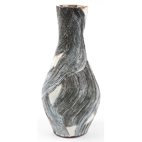 1699 - Large studio pottery vase with incised decoration, 46cm high