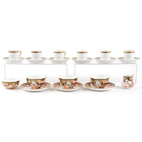 1831 - Set of six Rosenthal cream and gilt coffee cans and saucers and Royal Crown Derby Imari pattern teaw... 