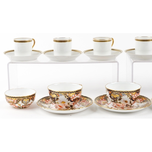 1831 - Set of six Rosenthal cream and gilt coffee cans and saucers and Royal Crown Derby Imari pattern teaw... 