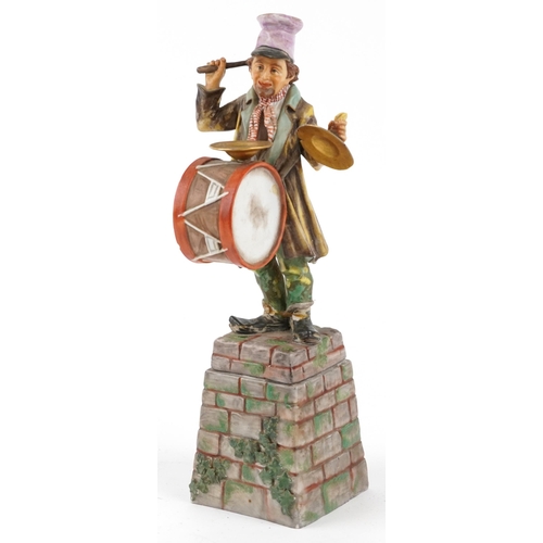 1602 - Capodimonte hand painted porcelain figure of a drummer, 32.5cm high