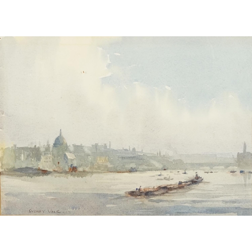 1322 - Sydney Vale - Boats on a river, Modern British watercolour, mounted, framed and glazed, 37cm x 26.5c... 