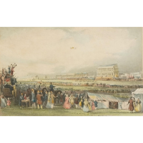 1605 - Epsom Races on Derby Day and Woodcote Park, two 19th century engravings, one after Thomas Allom and ... 