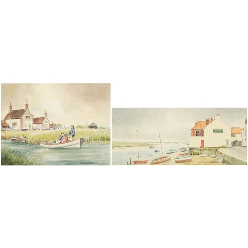 334 - Des Herradine - Wells Next to the Sea, Norfolk and On the Norfolk Coast, two watercolours, each with... 