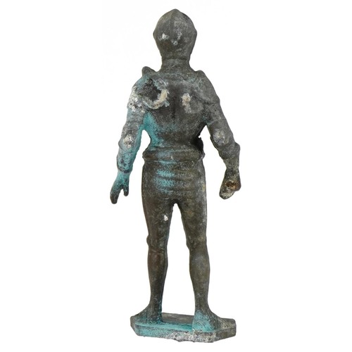 73 - Automobilia interest cast metal car mascot in the form of a knight, 18.5cm high