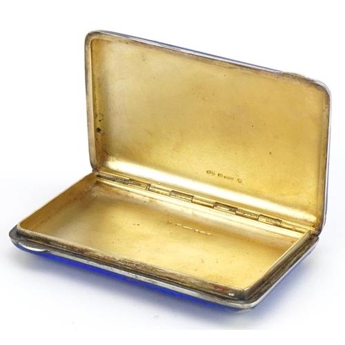 164 - Austrian silver and blue guilloche enamel cigarette case with gilt interior, SG & Co import marks to... 