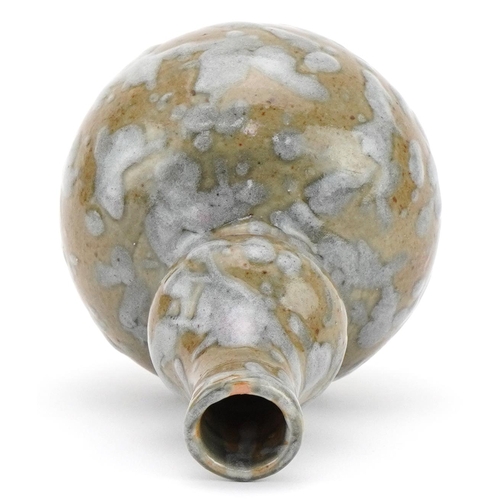 1629 - Chinese porcelain splashed double gourd vase having a green and grey glaze, 17cm high