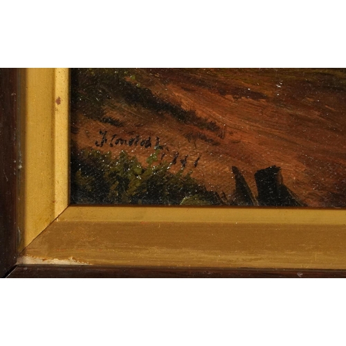 3054 - After John Constable - Horse and cart before trees, Old Master style oil on board, mounted and frame... 