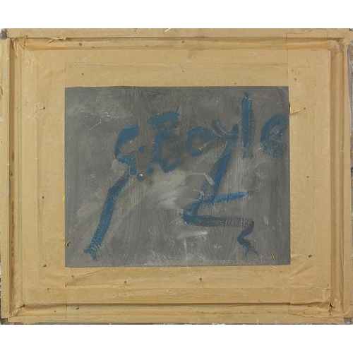 3143 - After George Boyle - Female feeding chickens before trees, oil on board, mounted and framed, 50cm x ... 