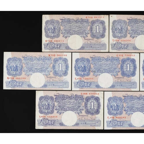 858 - Ten Bank of England one pound notes, Chief Cashier K O Peppiatt, various serial numbers