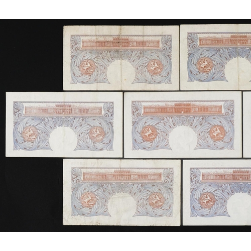 858 - Ten Bank of England one pound notes, Chief Cashier K O Peppiatt, various serial numbers