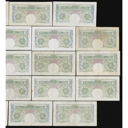 859 - Eighteen Bank of England one pound notes, various Chief Cashiers and serial numbers