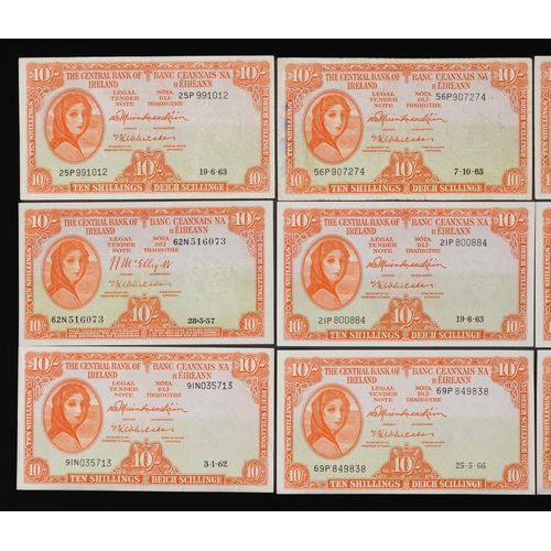 867 - Nine Central Bank of Ireland Lady Lavery ten shilling banknotes, various serial numbers