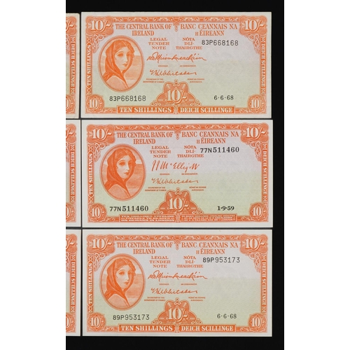 867 - Nine Central Bank of Ireland Lady Lavery ten shilling banknotes, various serial numbers