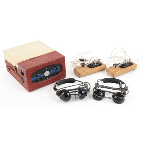 1334 - Two military interest Morse code tappers with headsets