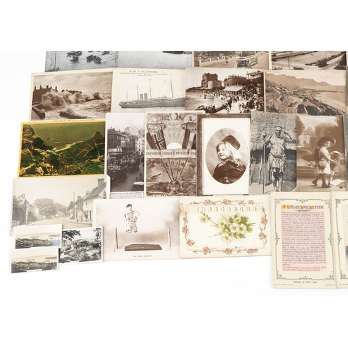 931 - Topographical and social history postcards, some black and white photographic including Eastbourne, ... 