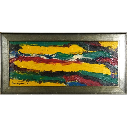 3225 - Manner of Hans Hofmann - Abstract composition, American school oil on board, mounted and framed, 80c... 