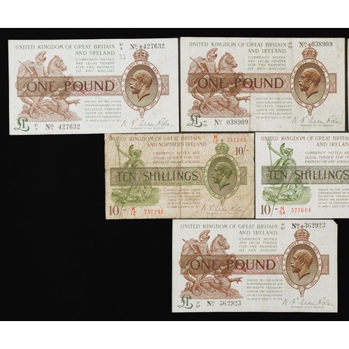 855 - Five United Kingdom of Great Britain and Ireland banknotes, Treasurer N K Warren Fisher, comprising ... 