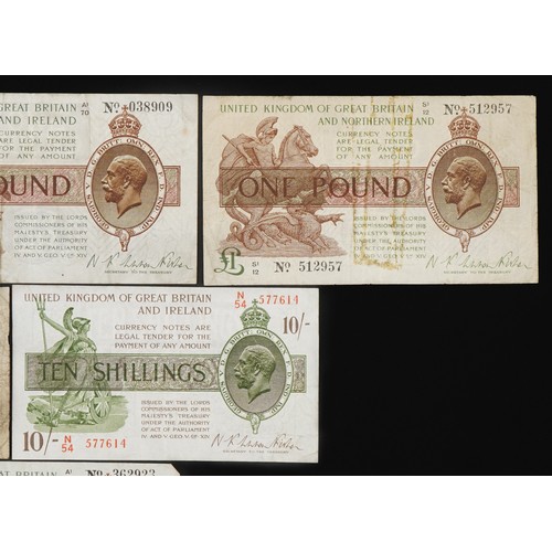 855 - Five United Kingdom of Great Britain and Ireland banknotes, Treasurer N K Warren Fisher, comprising ... 