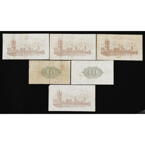 855 - Five United Kingdom of Great Britain and Ireland banknotes, Treasurer N K Warren Fisher, comprising ... 