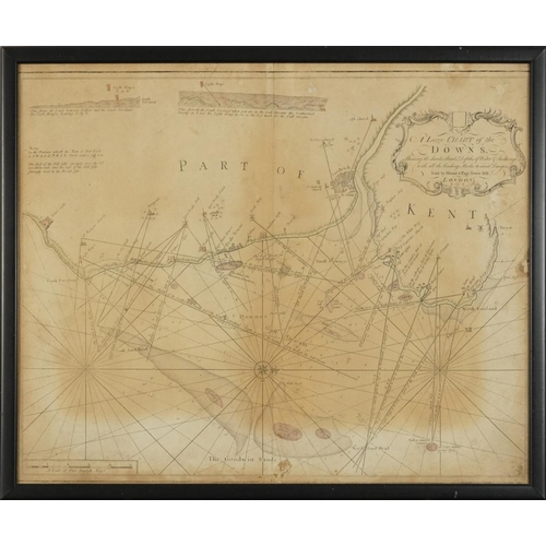 3175 - A Large Chart of the Downs, antique map sold by Mount & Page, Tower Hill, London, framed and glazed,... 