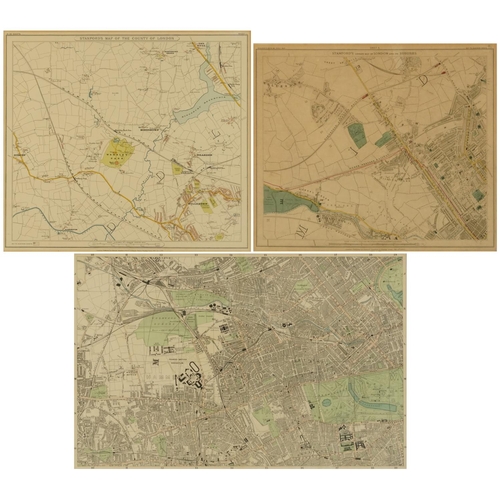 3136 - Three 19th century and later maps of London including Stanford's Library Map of London and it's Subu... 