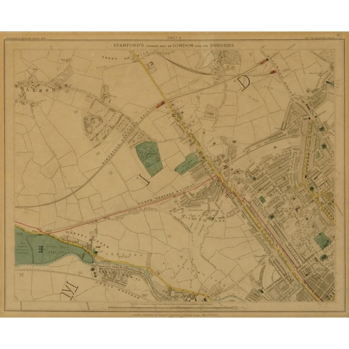 3136 - Three 19th century and later maps of London including Stanford's Library Map of London and it's Subu... 