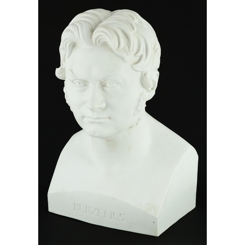 1742 - 19th century parian bust of Swedish chemist Berzelius, 31cm high