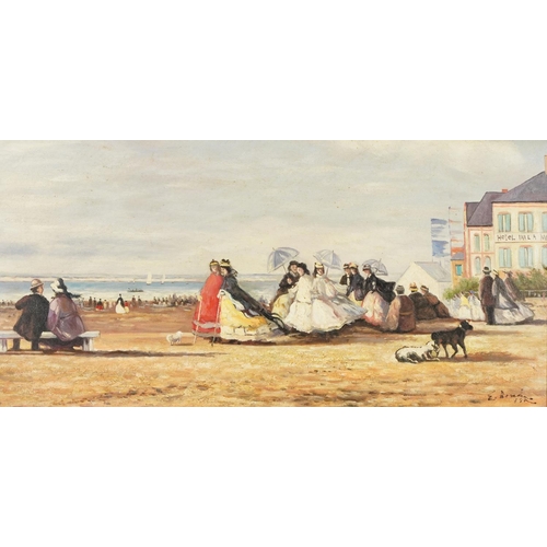 1693 - After Eugene Boudin - Coastal scene, French Impressionist oil on canvas board, mounted and framed, 5... 