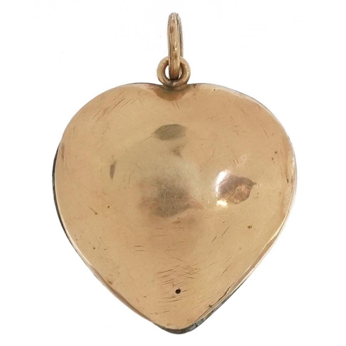 2084 - Unmarked gold blue guilloche enamel, diamond and cultured pearl love heart pendant, tests as 18ct go... 