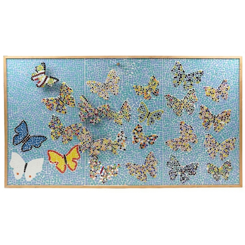 1842 - Large contemporary ceramic mosaic relief panel decorated with butterflies created by visually impair... 