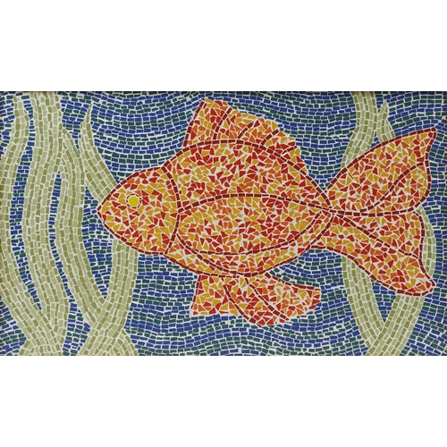 1843 - Contemporary ceramic mosaic panel of a fish created by visually impaired ex-servicemen and women at ... 