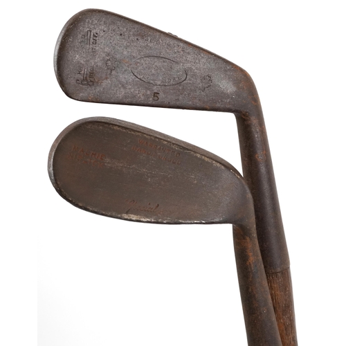 1290 - Predominantly vintage wooden shafted golf clubs housed in a vintage caddy including Cargills Ltd, Jo... 