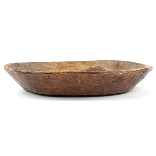 1821 - Large tribal interest hardwood bowl, 52.5cm wide