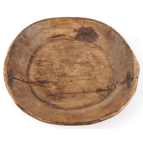 1821 - Large tribal interest hardwood bowl, 52.5cm wide