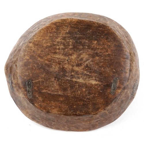 1821 - Large tribal interest hardwood bowl, 52.5cm wide