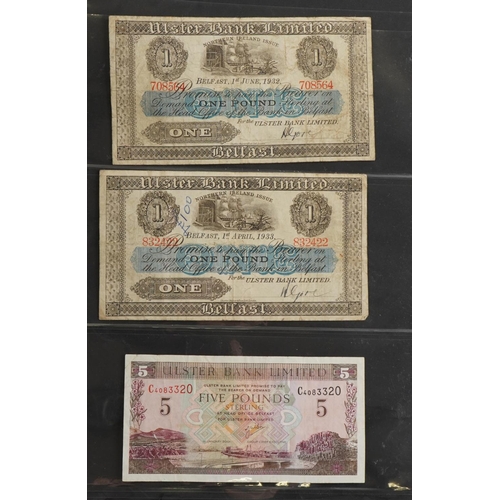 878 - Good collection of Irish banknotes arranged in a folder including Northern Bank Limited five pounds,... 