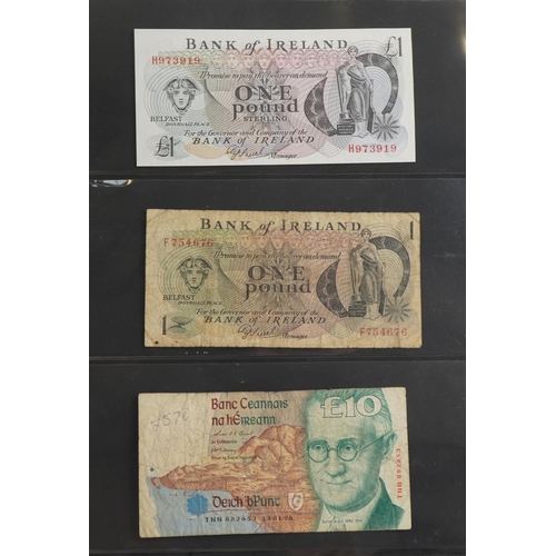 878 - Good collection of Irish banknotes arranged in a folder including Northern Bank Limited five pounds,... 