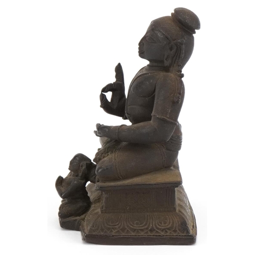 494 - 18th Century Chino Tibetan bronze buddha with raised hand, 6cms high, weight 196 grammes