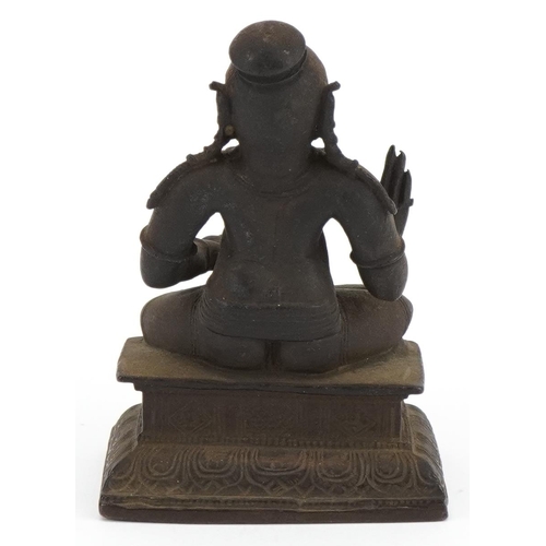 494 - 18th Century Chino Tibetan bronze buddha with raised hand, 6cms high, weight 196 grammes