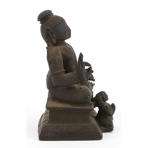 494 - 18th Century Chino Tibetan bronze buddha with raised hand, 6cms high, weight 196 grammes