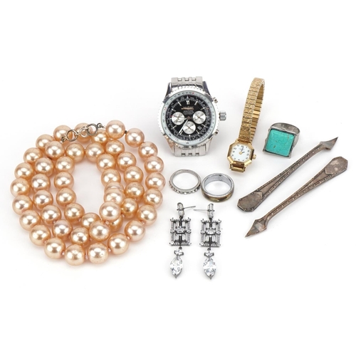 2545 - *WITHDRAWN* Vintage and later costume jewellery and wristwatches including simulated pearl necklace,... 