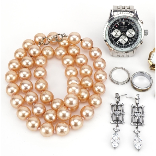 2545 - *WITHDRAWN* Vintage and later costume jewellery and wristwatches including simulated pearl necklace,... 