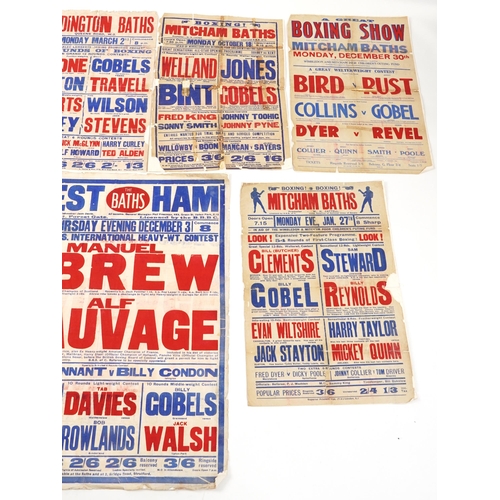 1289 - Seven mid 20th century boxing interest billboard posters including Hammersmith Stadium and Paddingto... 