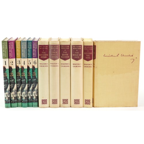 696 - Winston Churchill hardback books comprising Second World War volumes 1-6 and The History of The Engl... 