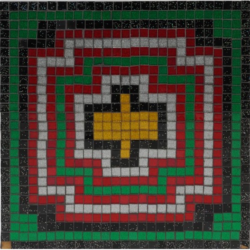 1844 - Three contemporary ceramic mosaic geometric wall plaques created by visually impaired ex-servicemen ... 