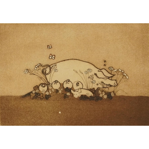 3251 - Veronica Barge - The Pig's Tale, pencil signed print, limited edition 11/150, John Speer label verso... 