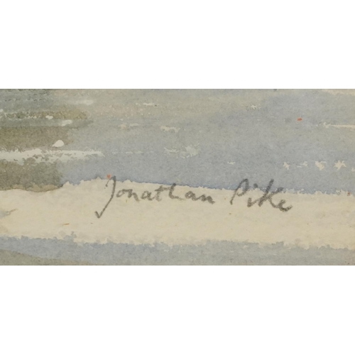 3255 - Jonathan Pike - Fetcham, River Mole, watercolour, Century Galleries label verso, mounted, framed and... 