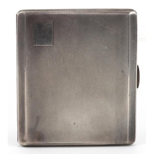 384 - **WITHDRAWN** Frederick Field Ltd, Art Deco style silver engine turned cigarette case with gilt inte... 