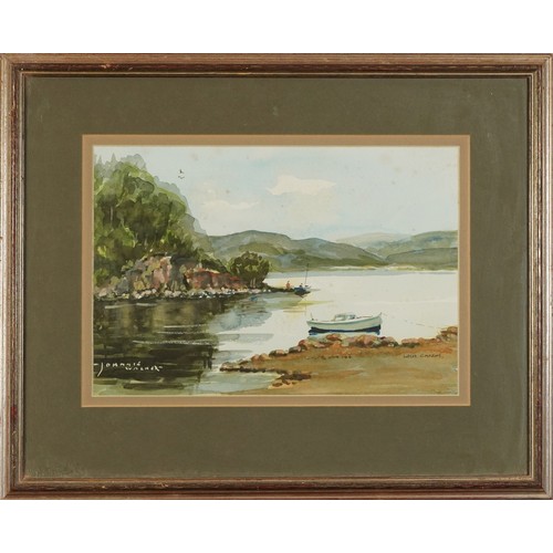 3257 - Johnnie Walker - Loch Carron, Scottish watercolour, mounted, framed and glazed, 37cm x 26cm excludin... 