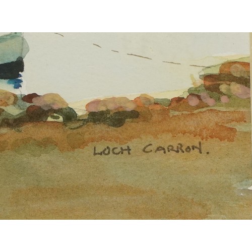 3257 - Johnnie Walker - Loch Carron, Scottish watercolour, mounted, framed and glazed, 37cm x 26cm excludin... 